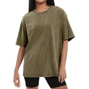 Shewin Women's Fitted T-Shirt, Casual Short Sleeve Crew Neck Solid Pullover in 100% Washed Cotton Knit for Daily Wear
