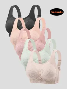 Comfortable Breathable Backless Chic Bralette Set, Large Bust Concealer, Anti-Sagging, Fixed Cups, No Magnetic, No Steel Ring, 5 Pieces