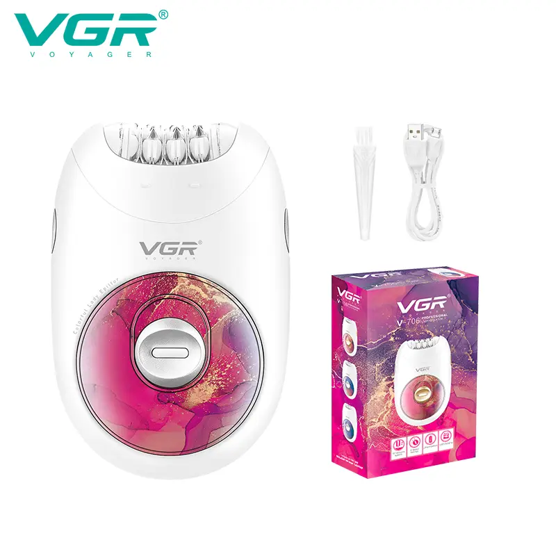 VGR706 Professional Epilator for Women, Portable Cordless Enhanced Hair Removal Device, Gentle Operation Silent Design, 18 Tweezer System, Rechargeable Full-Body Epilator for Legs/Underarm/Back