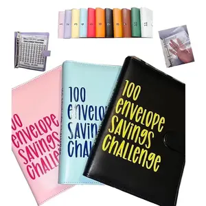 100-Day Couples Savings Binder 2-Pack Daily System with 100 Envelopes for Financial Tracking & Goal Setting A5 Size Waterproof PU Leather Budget Planner