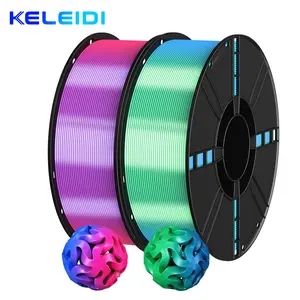 KELEIDI dual color and three color 3D printing consumables PLA silk filament, 1.75mm, color printing, high precision, strong toughness, neat wiring, 1000g * 2 (4.4 pounds) 2kg, suitable for most FDM printers (2PCS)