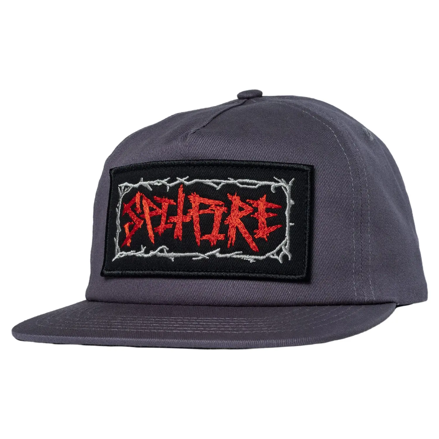 Spitfire Wheels Hat Gas Mask Script Patch Snapback Charcoal
