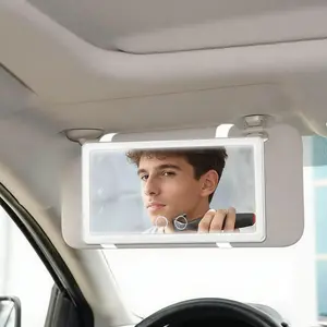 Car Sun Visor Makeup Mirror LED Touch Screen Adjustable Brightness Auto Interior Makeup HD Mirror Rechargeable Vanity Mirror Girly Car Accessories Car Stuff and Gift