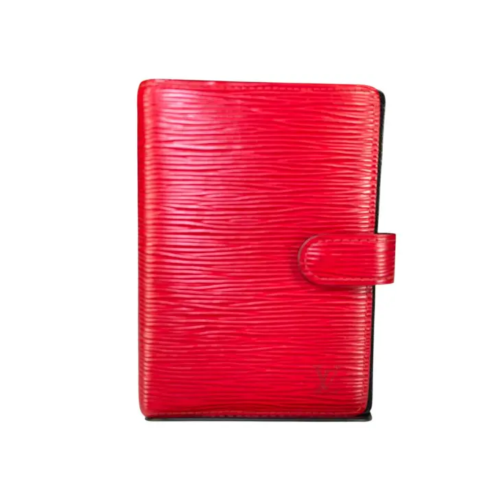 Pre-owned Louis Vuitton Leather Small Leather Goods Agenda PM Red Epi Gold Hardware Snap Closure Organizer