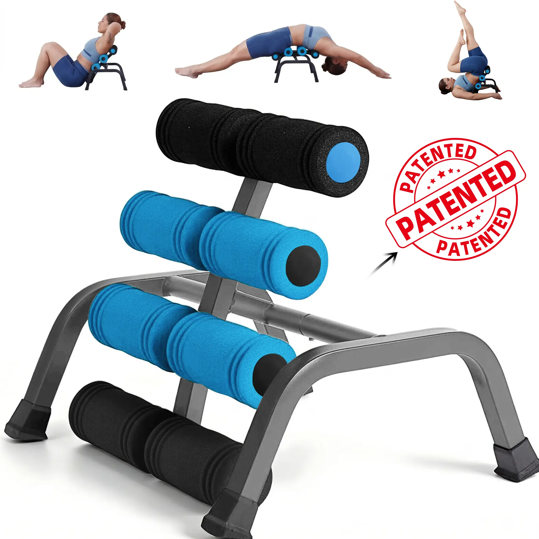 Multi-Functional Yoga Fitness Chair with 8 Sets of Roller Massage Functions, Foldable Mini Inversion Table, Full Body Stretch Machine, Ab Trainer, Total Body workout Equipment, Fitness Equipment for Home Gym, Father's Day Gift