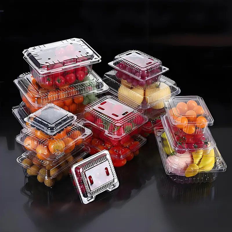 50 Pack Clear Plastic Clamshell Containers – Square Cake Slice Size with Hinged Lids, Disposable To Go Bento Boxes for Pastry, Salad, Dessert, Sandwiches & Fruit