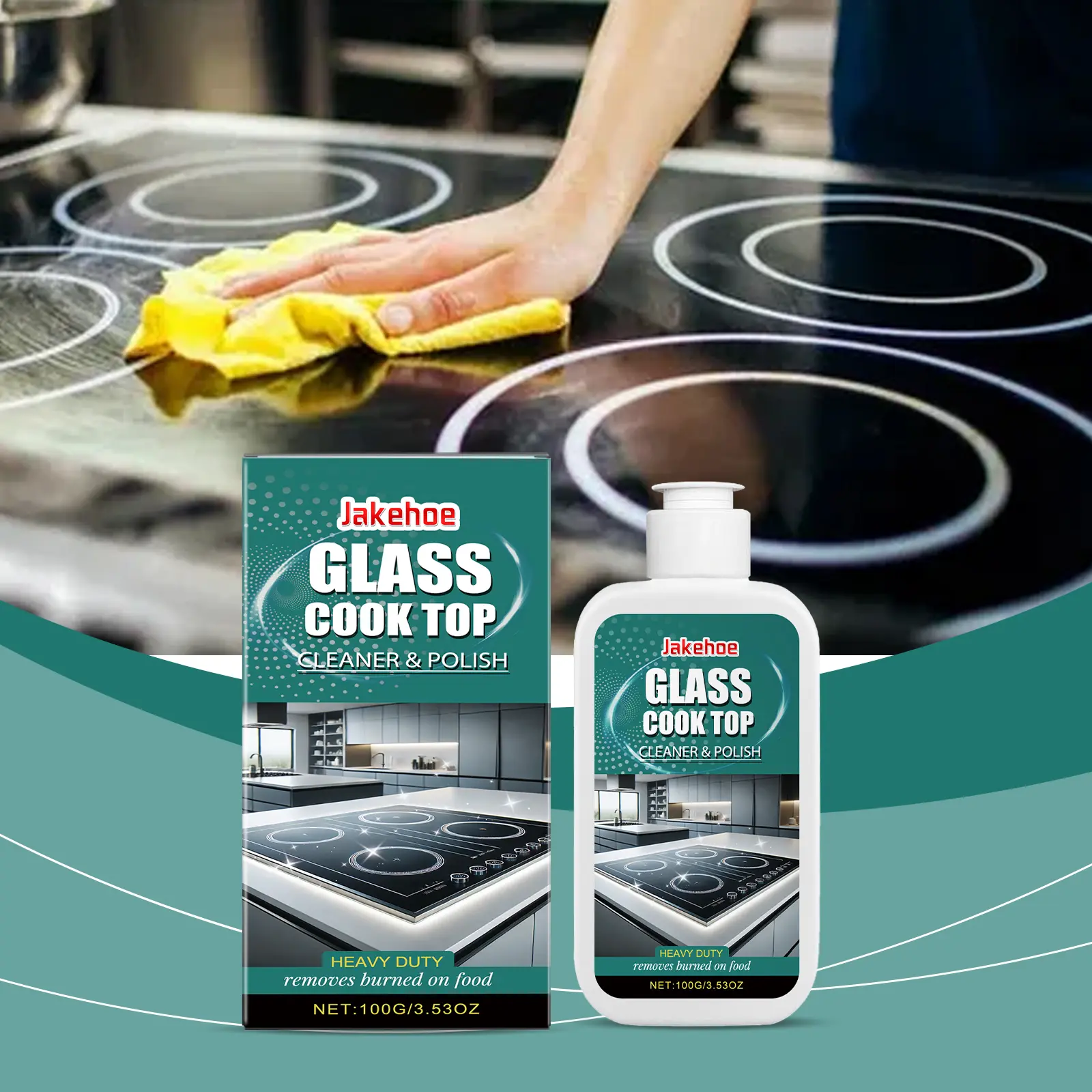 Glass Cooktop Cleaner & Polish – Non-Abrasive Ceramic Stove Degreaser, Heavy Oil & Burnt-on Stain Remover, Scratch-Free Shine for Home Kitchen Daily Use (100g) Household Household Household