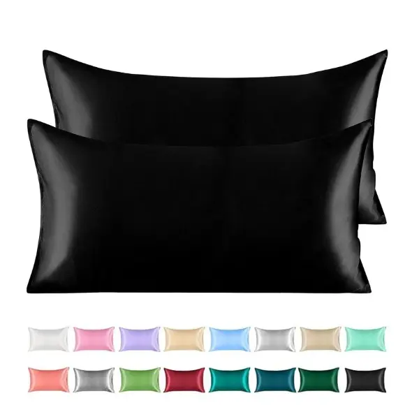 2-Pack Satin Silk Pillowcases for Hair & Skin – Silky Soft with Envelope Closure – Cooling, Luxurious & Gentle on Skin – Unisex Gift for Women & Men