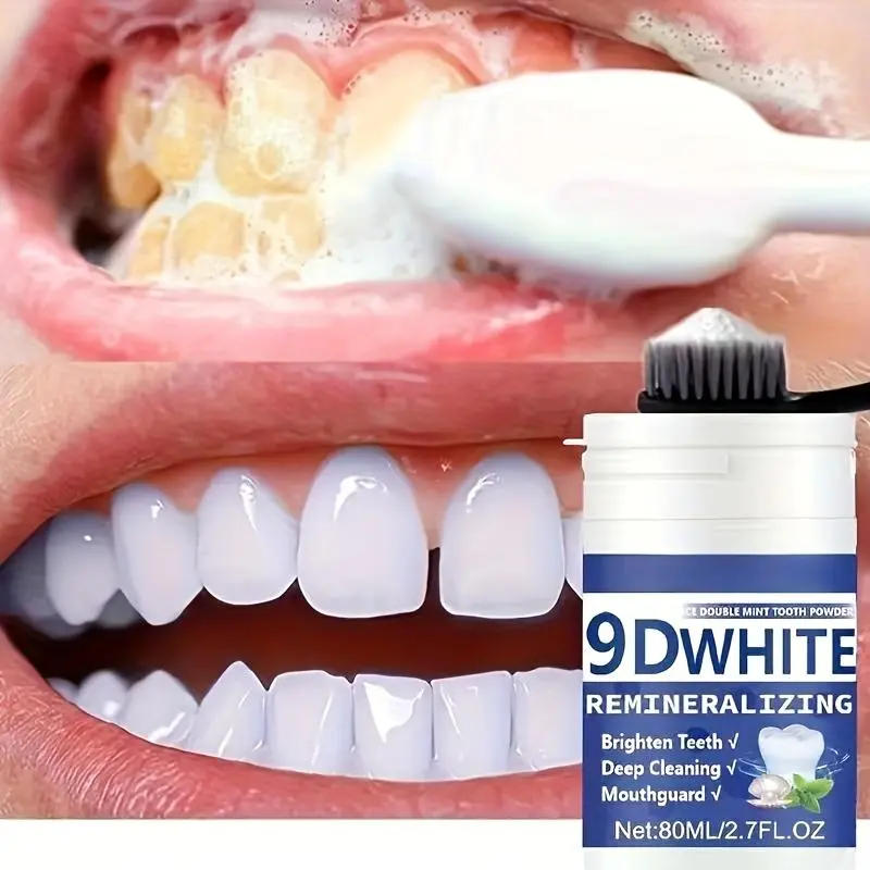 9D Whitening Hydroxyapatite Tooth Powder, Remineralizing, Deep Cleaning, Fresh Breath Oral Care for Men and Women (Home, Festive Party Bag Gift Option)