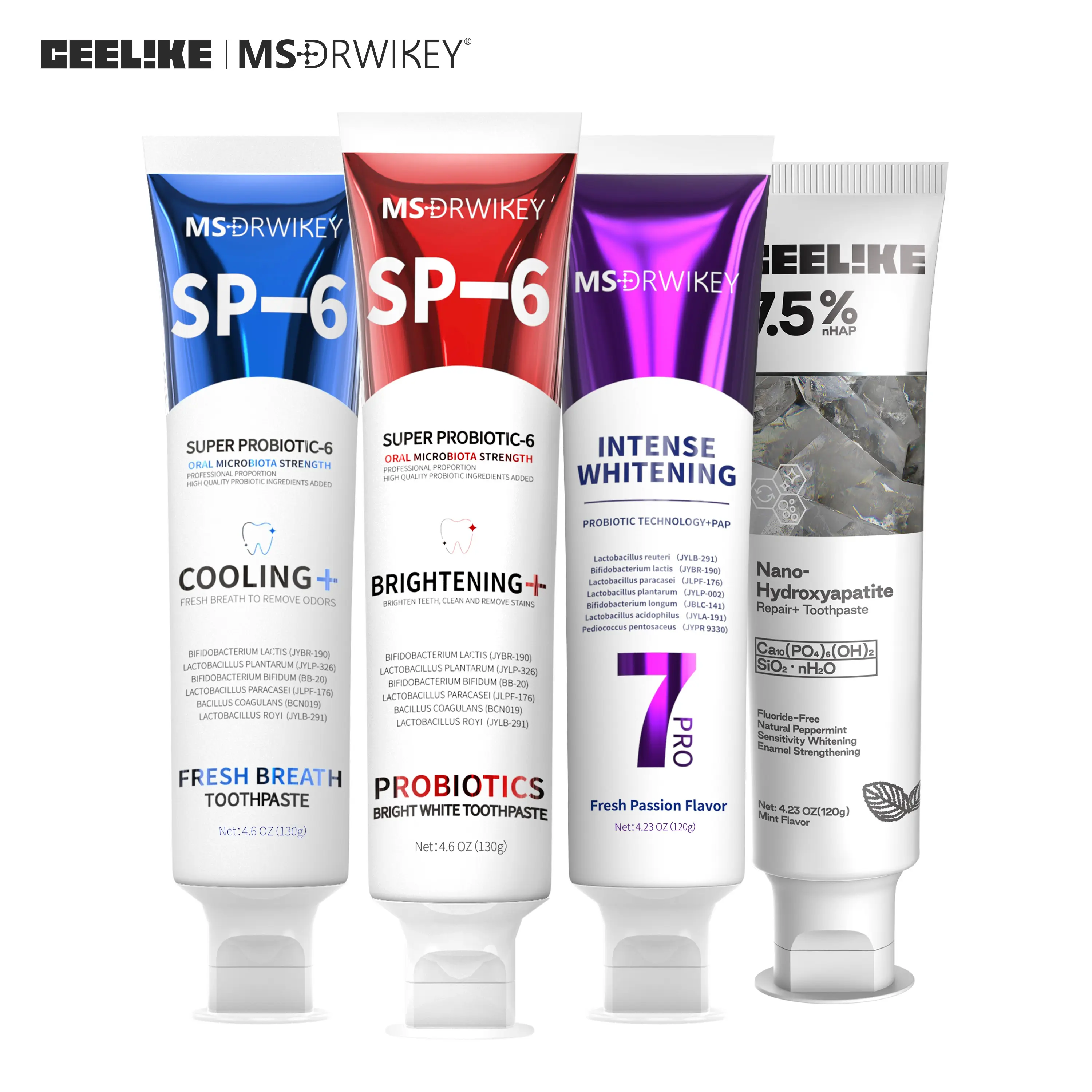 Ceelike 4-Piece Set: 7Pro , SP-6 , Mint Toothpaste, Hydroxyapatite Toothpaste