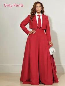 High Waist Wide Leg Pants with Elastic Waistband, Plain Color Zipper Design, Loose Fit Casual Women's Bottoms, Comfortable Daily （Only Pants）