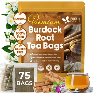FreshDrinkUS Burdock Root Tea, 75 Tea Bags, 100% Natural & Pure, Non GMO, No Sugar, No Caffeine, No Gluten, Vegan, Soy Free, Beverage