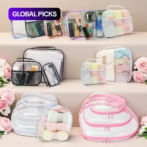 Clear Storage Box Set, 6 Counts/set Large Capacity Zipper Storage Box, Portable Storage Organizer for Skincare, Clothes, Books, Laundry, Travel Toiletry Bag