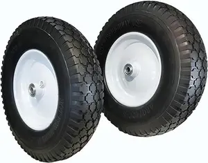 New Cross 4.80/4.00-8 Solid Flat-Free Contractor Grade Wheelbarrow Cart 16" Wheels w/Grease Fitting, Centered Hub Length 3"-6" Installed 3/4" Bearing w/Extra 5/8" Bore (2)