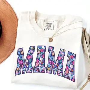 mama tee with floral design, trendy spring mom shirt, perfect for pregnancy reveal, new moms, and stylish everyday wear, mother's day shirt, mother's day shirt - LORA ATCHER