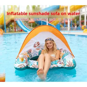 backrest water float PVC inflatable recliner thickened sunshade shed mesh printed inflatable float