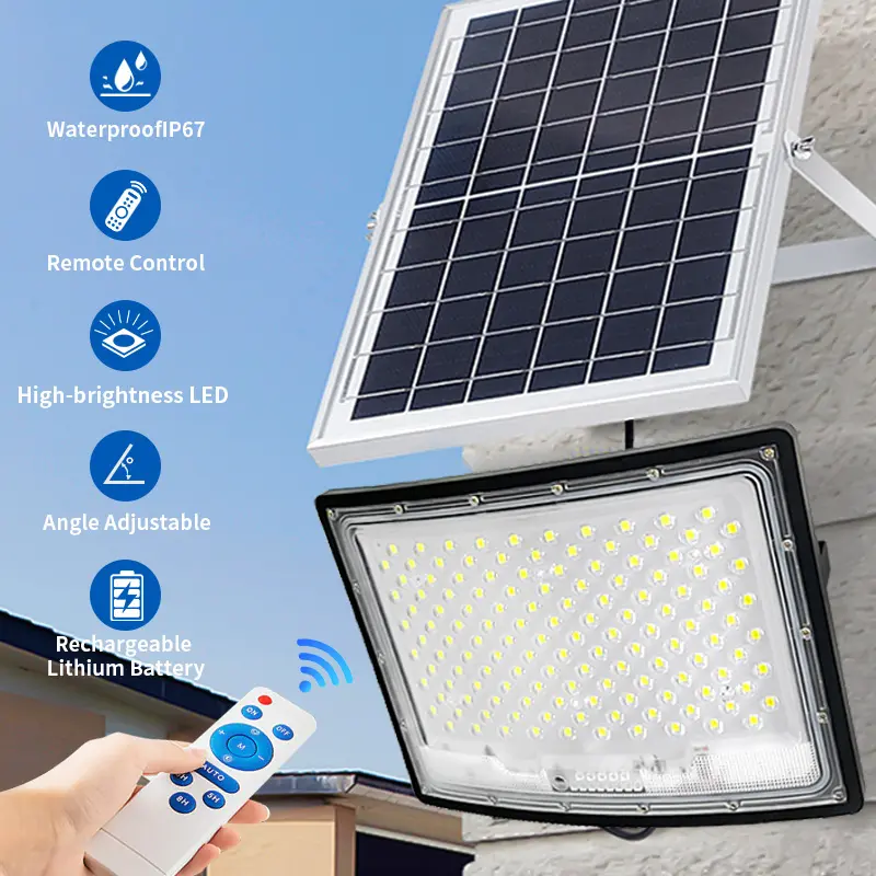 200W LED Solar Flood Lights, 10000MAH Flood Light Outdoor IP66 ...