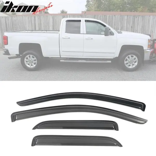 Fits 14-19 Chevy Silverado GMC Sierra Extended Cab Window Visors Acrylic 4PCS