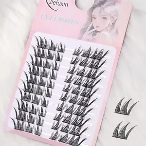 60pcs DIY Eyelash Cluster Fox Eye Cat Eye Lashes Mixed Length Natural Comic Style Lightweight False Lashes Reusable