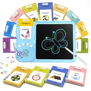 KIDGENIUS 3-in-1 LCD Toddler Tablet - Rechargeable Educational Learning Entertainment Device with Quick Erase Button, 510 Audio Flashcards, Eye-Safe Screen, Durable Portable Design, Long-Life Battery for English-Spanish Learning (Ideal Home Tutor Gift), L