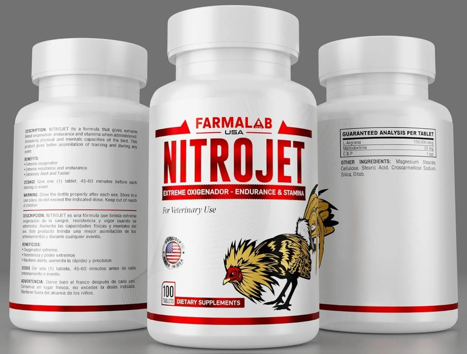 Farmalab Nitrojet Extreme Oxygenator Supplement for Roosters - Gamefowl Poultry Dewormer, Boosts Energy, Extreme Oxygenation, Stamina, Performance and Resistance Support