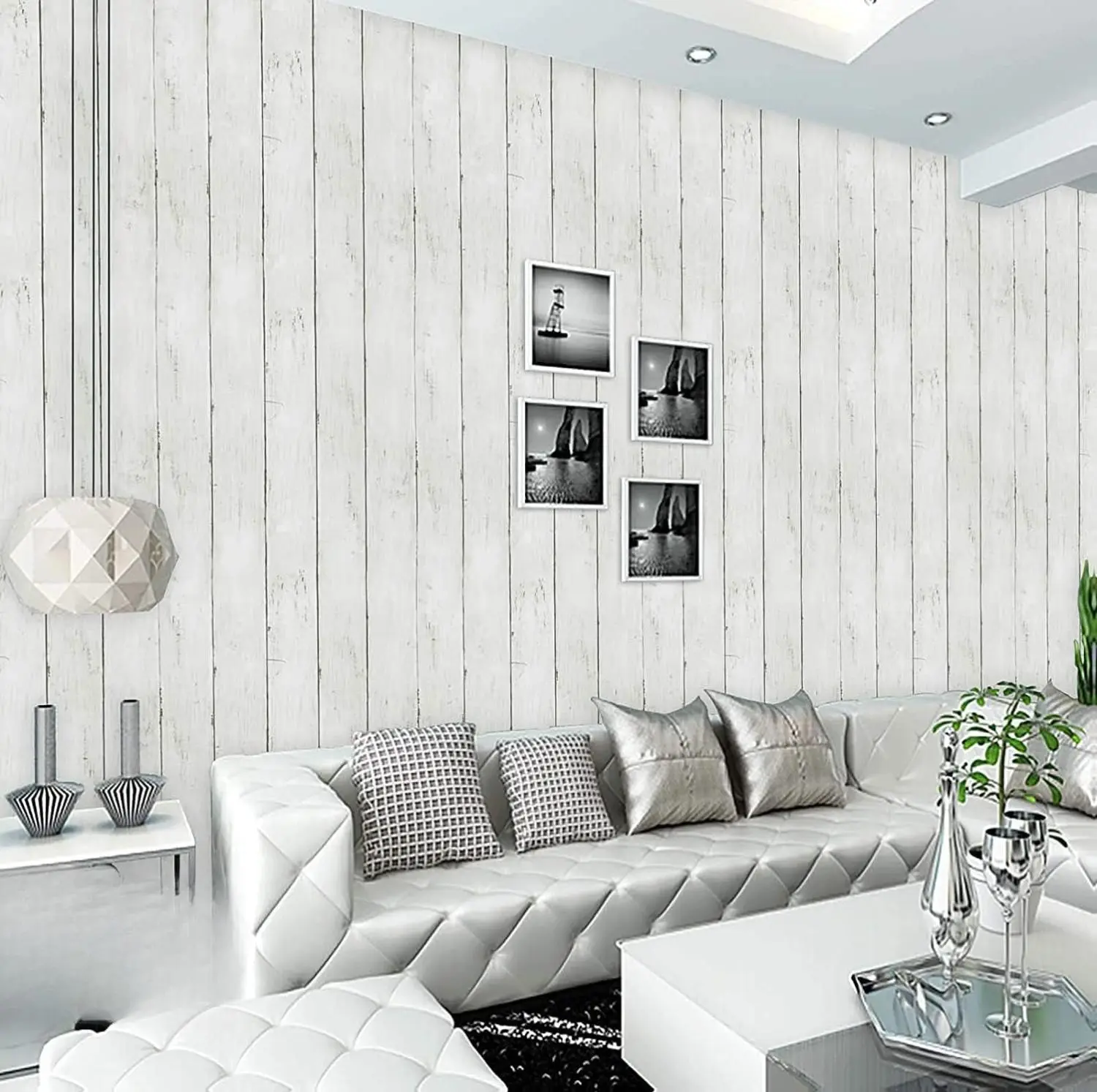 Peel and Stick Wallpaper Wood Contact Paper White Shiplap Wall Paper Peel and Stick Modern Rustic Wood Removable Waterproof Self Adhesive Wallpapers for Cabinets Bedroom Bathroom 78.7"x17.7"