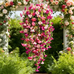 4pcs Realistic Artificial Morning Glory Hanging Decor, UV-Resistant Fake Flowers, Indoor Outdoor Home Decoration, Wedding, Easter, Valentine's Day