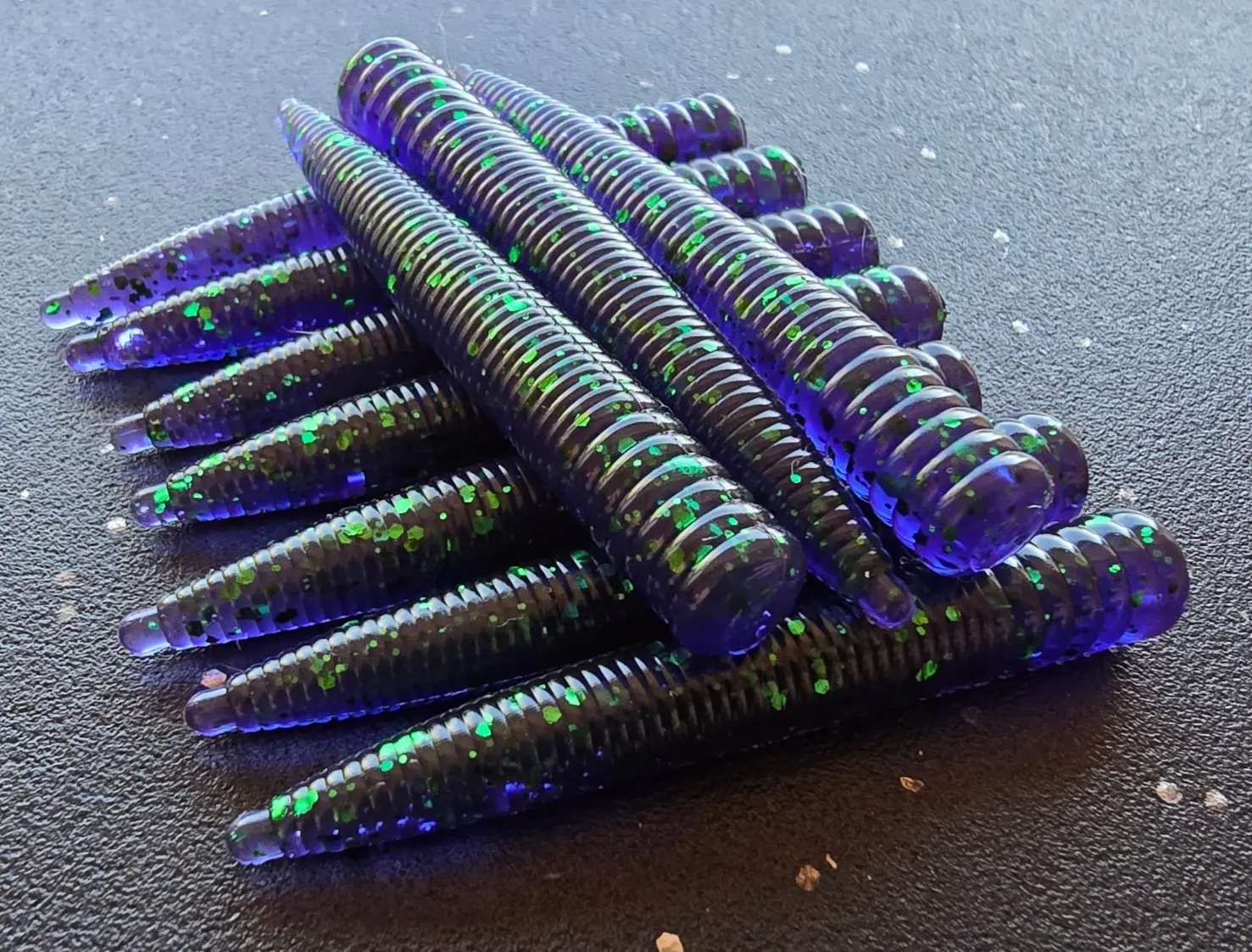Sapper Baits 3" Covert Ned Worm- Junebug Assault- Junebug with Green Flake