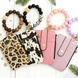 Bohemian Beaded Tassel Decor Keychain Credit Card Holder Wallet ID Bag Wristband Bracelet