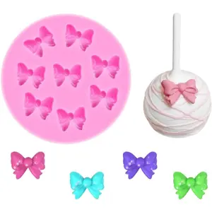 W0770 8 Mini Bows Silicone Fondant Molds Chocolate Sugar Candy Cake Pop Bow Craft Molds DIY Cake Decorating