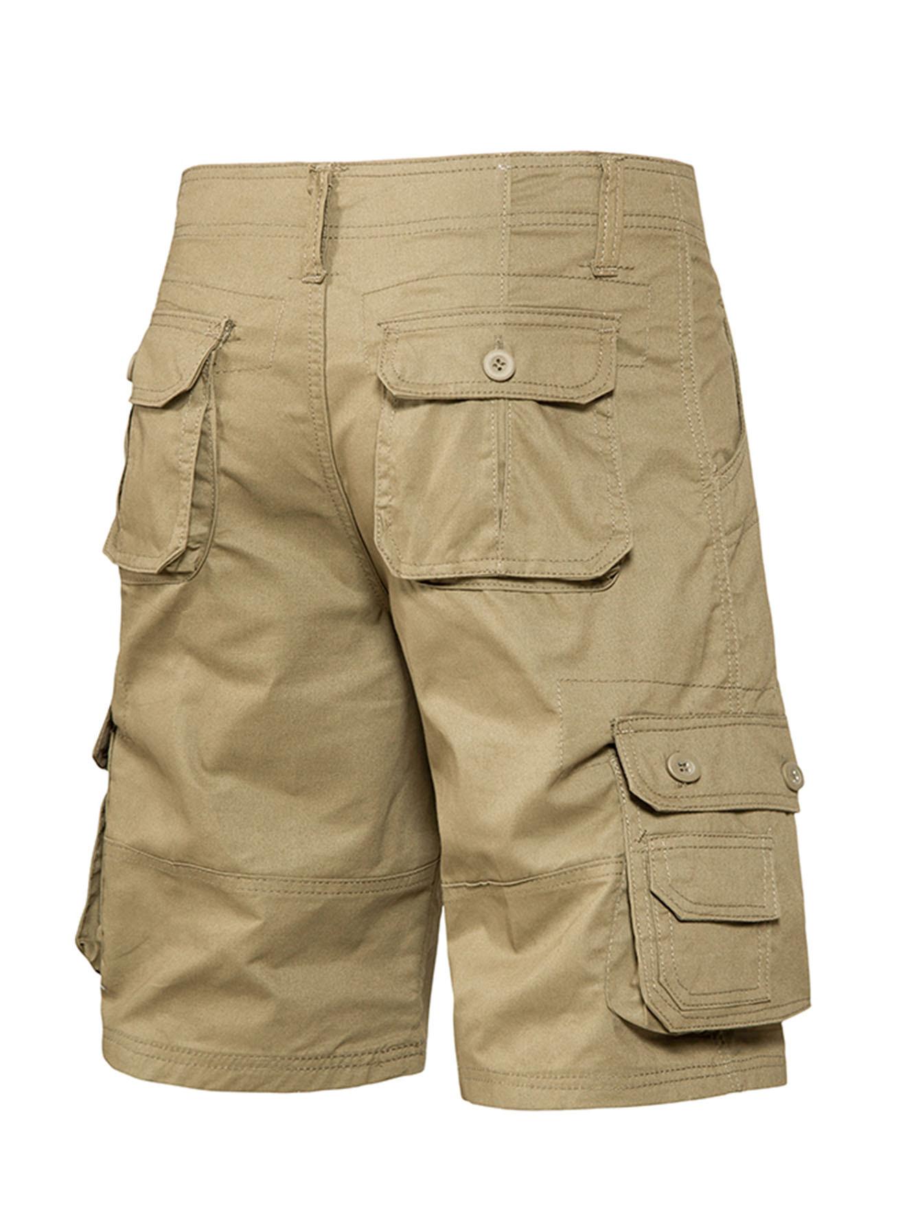 Set of 5 European/American summer casual shorts for outdoor commuting—breathable, comfortable multi-piece set featuring American vintage pure cotton cargo shorts and men’s sports-casual shorts; mid-thigh pure cotton shorts with a wear-resistant, wrinkle-r
