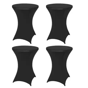 4 packs of solid color cocktail table covers, flexible adaptation, the primary choice for decorating banquets, cocktail parties, parties, simple to use, beautiful effect, suitable for a variety of scenes Black