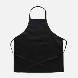 SJPACK 10 Heavy Duty Black Bib Aprons for Chef Waiter Unisex Work Apron for Restaurant Waterproof 210D Polyester 28.3" x 24.4" with 2 Large Utility Pockets