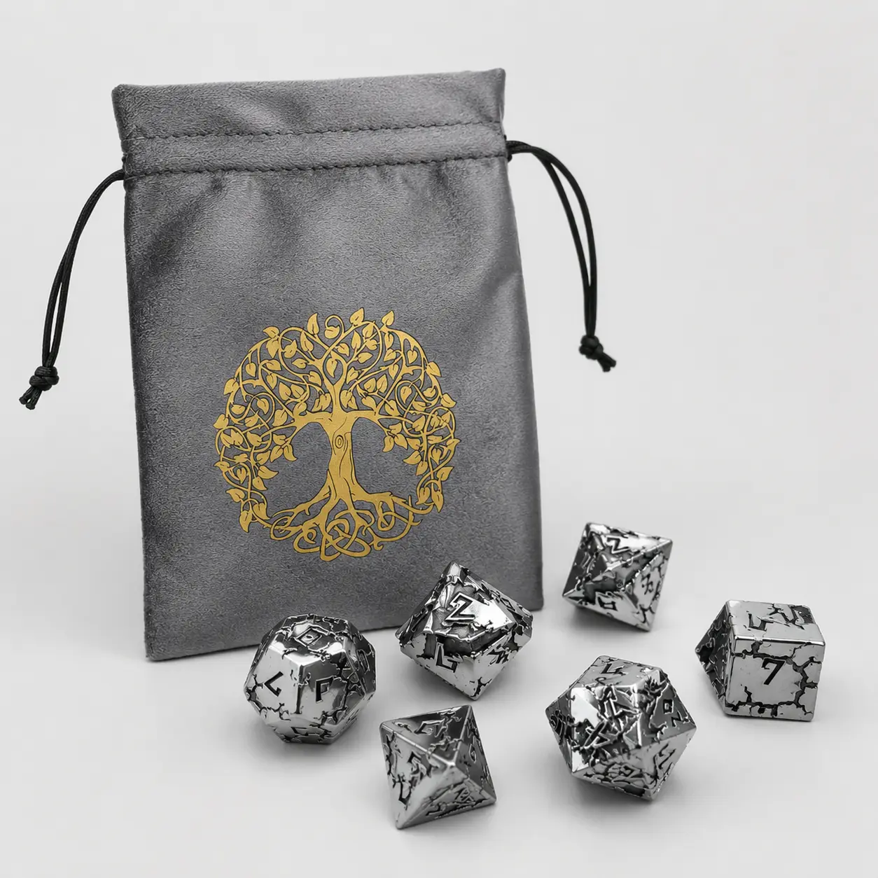 7PCS Metal DND Dice Set with Velvet Storage Pouch, Electroplated Polyhedral RPG Dice for Tabletop Role Playing Games, D20 Gaming Accessories, Dungeon Master Collector Gift