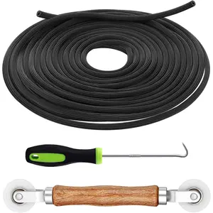 Screen Repair Kit - 3 in 1 Screen Tools Including Roller, 0.14in x 32.8ft Spline, Removal Hook for Replacing & Installing Door Window Screens