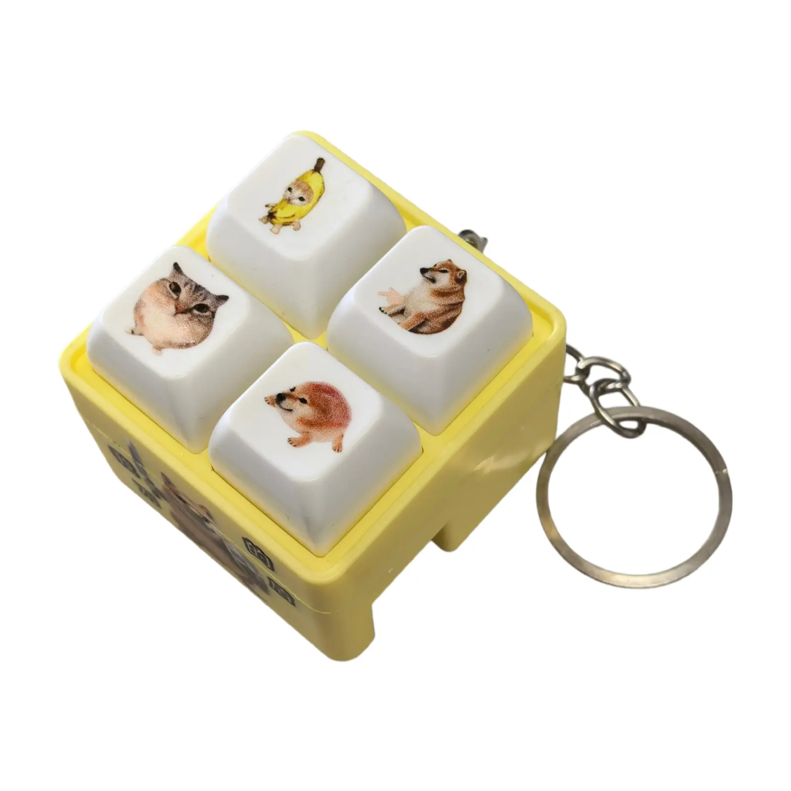 Whimsical Color-Block ABS Keychain for Teens - Funny Fidget Toy with 4-Button Meme Voice, Stress Relief Clicker & Portable LED Light, Portable Keychain Light, Keychain Kawaii, Funny Gifts Accessories