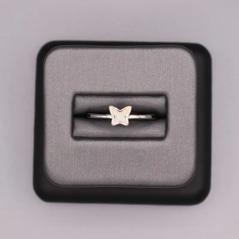 Sterling Silver Stone Ring - Opal Butterfly