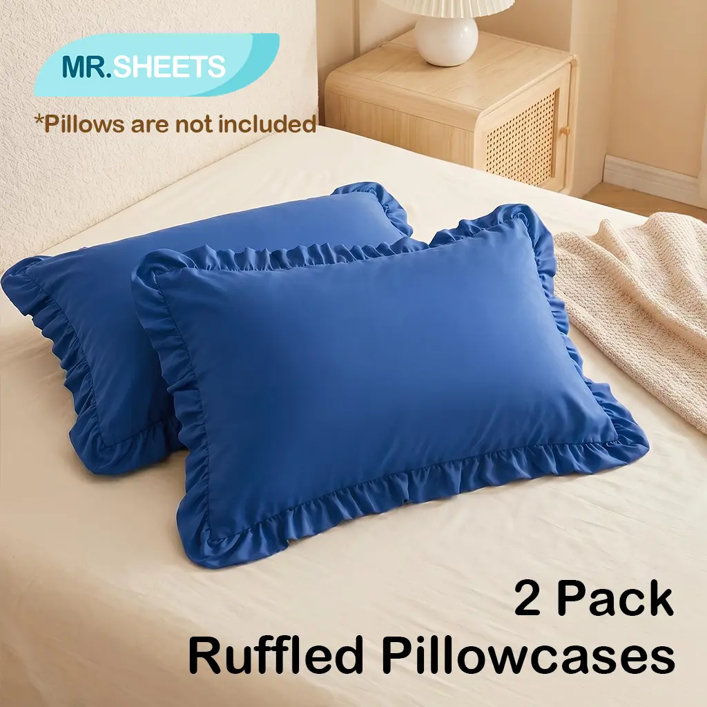 NTBAY 2pcs Ruffle Microfiber Pillowcases, Ultra Soft Breathable Ruffled Pillow Covers, Elegant Decorative Bedding Essentials with Envelope Closure，Lustrous Smooth Surface Kind to Hair & Skin, Wrinkle Free, Soft Warm Touch,