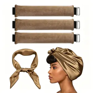 4 in 1 Pack Sleep In Heatless Curl Rod, No Heat Velvet Hair Curlers, Silk Scarf Styling Accessory, Curl Rollers for All Long Medium Hair,summervibes