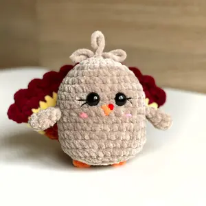 Loppy Puff - Handmade Crochet Turkey Plush | Kawaii Thanksgiving Decor | Cute Fall Amigurumi Toy | Soft Autumn Gift For Kids
