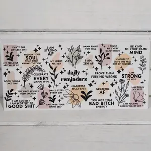 16oz Daily Reminders UV DTF Wraps - Perfect for Beverages - Drinkware