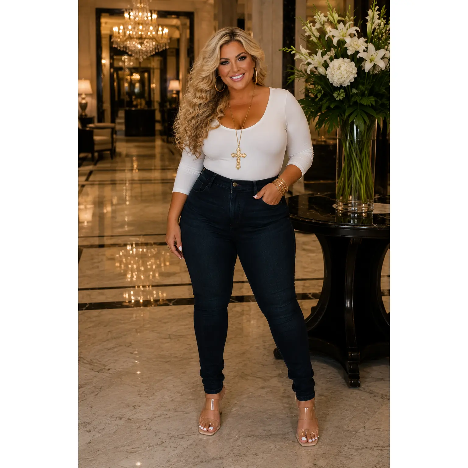 LEG-62 {Aphrodite} Dark Navy Denim Skinny Jeans PLUS SIZE