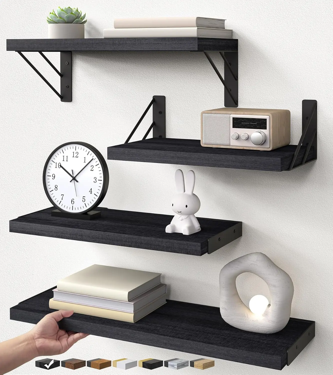 BAYKA Wall Mounted Floating Bathroom Shelves, Wood Wall Shelf for Bathroom Essentials & Decor, Space-Saving Display & Organizer