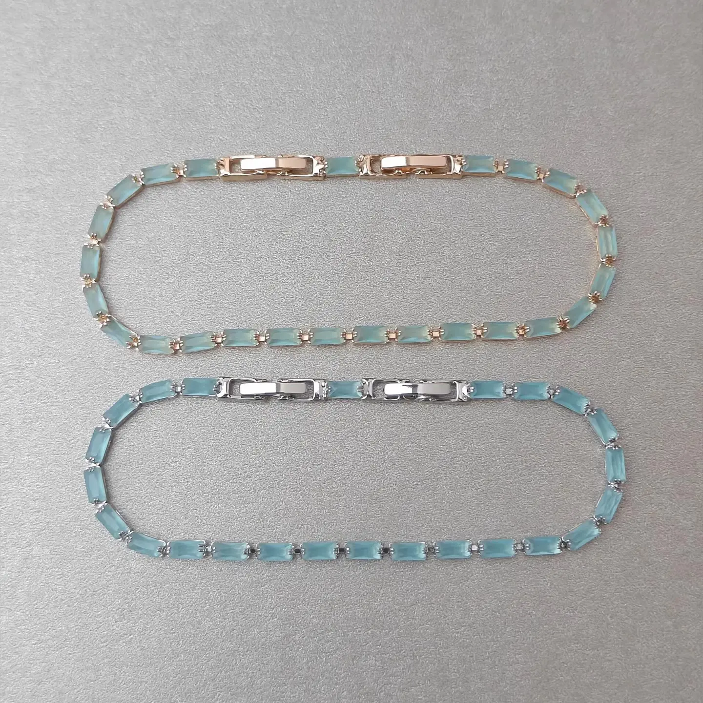 Unique Designer Blue Square Crushed Ice Bracelets Bangles for Women, Elegant Dainty Buckle Wrist Accessory, Premium Light Luxury Mini Personalized Hand Ornament Viral Trend