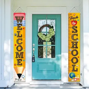1Pair Pencil School Season Door Couplet Hanging – Back-to-School Party Background Cloth Drape for Classroom Door, Home Party & Campus Event Decoration