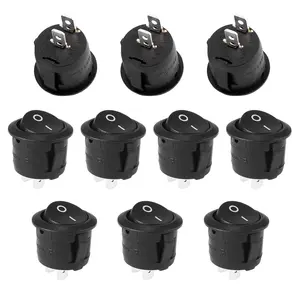 10Pcs Snap-in Round Rocker Switch SPST Mini Toggle Switch 2 Pin 2 Position Black Button Power ON Off Switch AC 10A/125V 6A/250V, Used for Auto Car Boat Electrical Switch