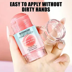 BOSNOW Honey Peach Cracked Heel Care Stick 40g with Peach Extract White Beeswax Salicylic Acid Plant Based Ingredients Soothes Cracked Heels Rough Hands Lightweight Texture Easy to Absorb Non Greasy Pleasant Peach Scent Moisturizes Skin
