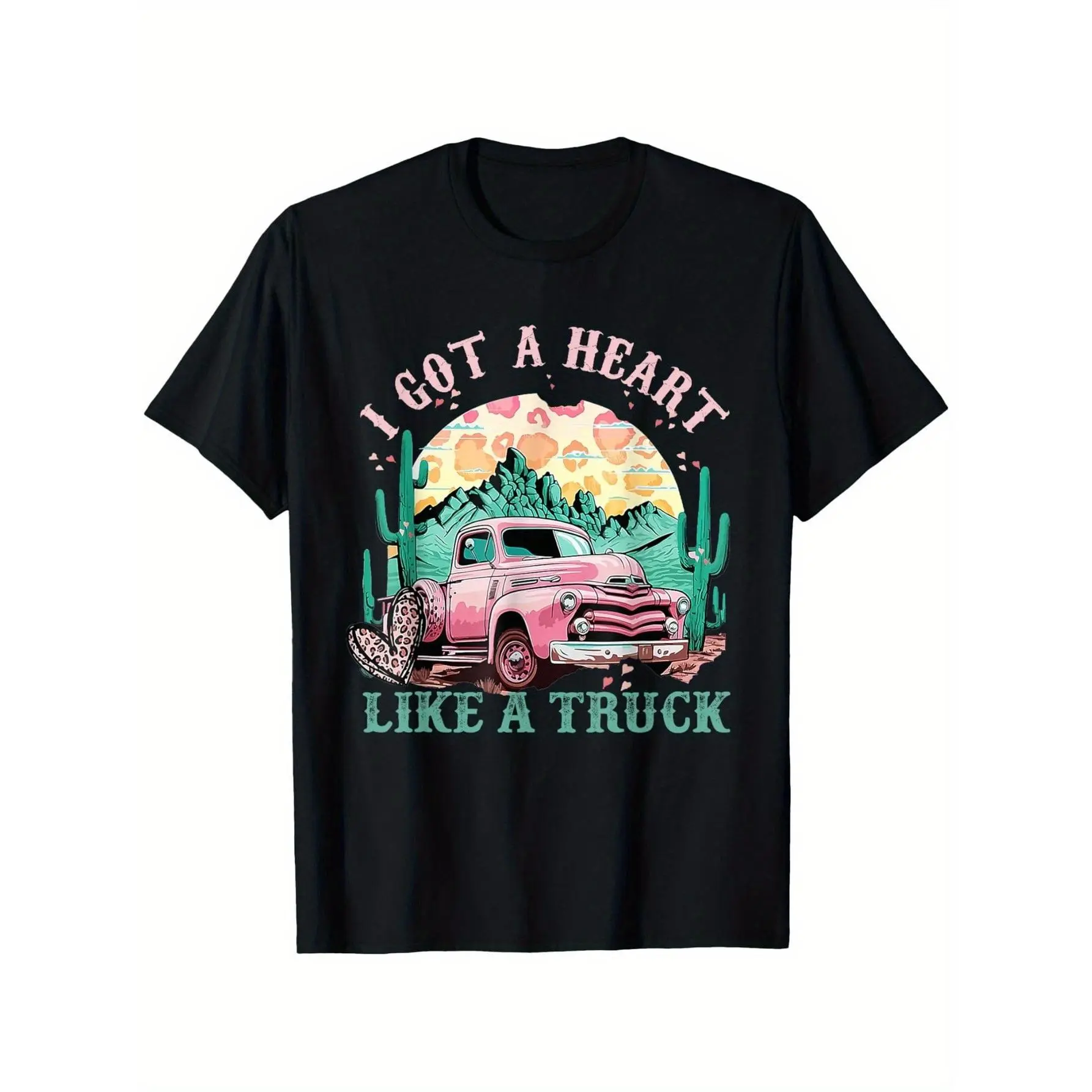 Girls' 100% Cotton Crew Neck Short Sleeve Top - Retro Cowgirl Western Heart Graphic Tee, Minimalist Basic Casual Sweet Holiday Wear with Drop Shoulders, 3-4Y, 5-6Y, 9-10Y, 11-12Y Kids' Western Theme Clothes
