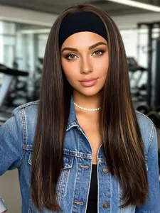 24 Inches Long Straight Headband Synthetic Wig, Heat Resistant Wig for Women, Synthetic Hair Wigs, Daily Use, All Seasons, No Ca Prop 65 Re