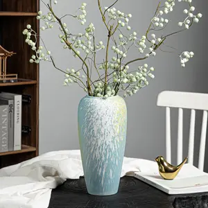 Light Blue Textured Vase, Handmade Ceramic Flower Vase for Living Room, Bedroom, Bookshelf Display, Decorative Home Accessories